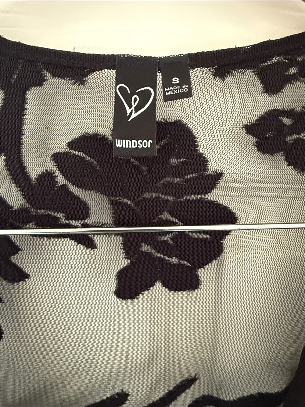Windsor Black Floral Lace Mesh Maxi Duster Cover Up Jacket Small - Picture 3 of 8